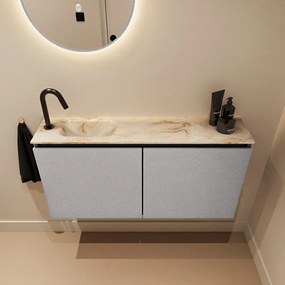 Mondiaz Ture DLux toiletmeubel 100cm plata met wastafel frappe links met kraangat