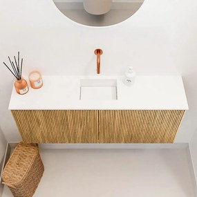 Mondiaz Joya 100cm toiletmeubel oak met wastafel faye midden zonder kraangat talc