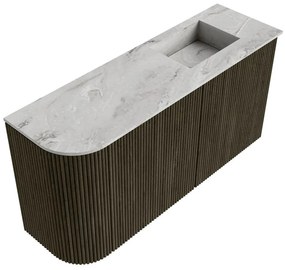 Mondiaz Joya DLux 80cm toiletmeubel ronding links shadow met wastafel faye rechts zonder kraangat glace