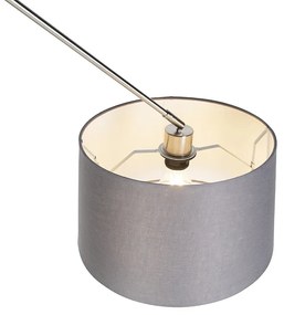 Hanglamp staal met linnen kap donkergrijs 35 cm - Blitz