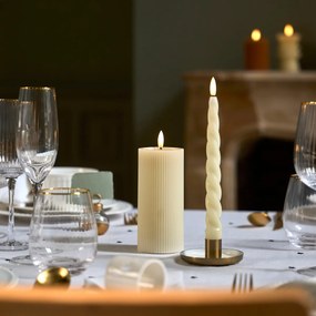 Set van 2 gestreepte wax LED-kaarsen, Caspar