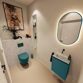 Mondiaz Ture DLux toiletmeubel 40cm smag met wastafel opalo midden zonder kraangat