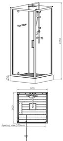 Sanigoods Bowie complete douchecabine rookglas met draaideur 90x90cm zwart mat