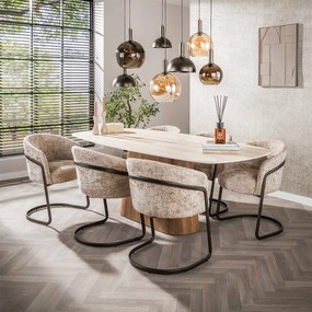 Moderne Armstoel Met Bronzen Frame Beige