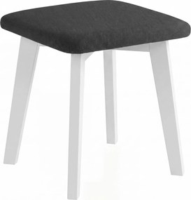 Mazzoni MILO Zwart (stof Storm 100)/wit beuken onderstel - VIERKANTE GESTOFFEERDE KRUK VOOR KEUKEN/WOONKAMER