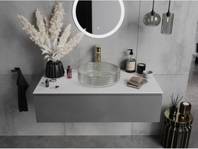 Mexen Aura glazen opbouwwastafel 39 x 39 cm, transparant/goud - 24013905