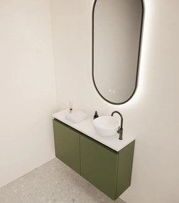 Gliss Design Echo toiletmeubel 80cm olijfgroen met toppaneel wit mat