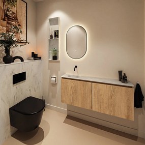 Mondiaz Ture DLux toiletmeubel 120cm washed oak met wastafel opalo links zonder kraangat