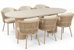 Tuinset 6 personen 220 cm Rope Taupe Hartman Toledo/Valencia