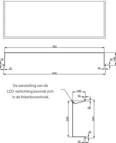 Hotbath &More inbouwnis met verlichting 30x80x10cm geborsteld koper PVD