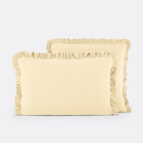 Effen kussensloop in tetra, met volant, Kumla