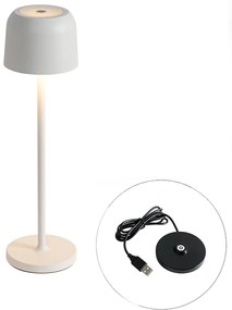 Buitenlamp met dimmer LED Tafellamp met dimmer mushroom off-white oplaadbaar incl. laadstation - Raika Modern IP65 Buitenverlichting Lamp