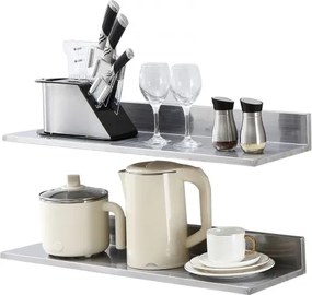 VEVOR kruidenrek wandplank 2-delig, hangende keukenplank 762 x 218 x 85 mm, zwevende plank roestvrij staal draagvermogen 20 kg, plank wandplank kruidenrek geschikt voor keukens, restaurants, hotels, etc.