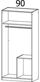 Goossens Basic Kledingkast Bastion, 91 cm breed, 197 cm hoog, 1x draaideur links en 1x spiegeldeur en 2x lade in kleur van romp rechts