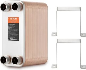 VEVOR warmtewisselaar, 127 x 305 mm, 80 platen, gesoldeerde platenwarmtewisselaar, koper/316L roestvrij staal water-water warmtewisselaar voor vloerverwarming, warmwaterbereiding, sneeuwsmelten, bierkoeling