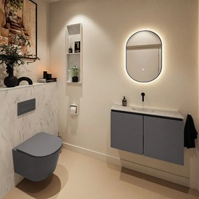 Mondiaz Ture DLux toiletmeubel 80cm dark grey met wastafel opalo midden zonder kraangat