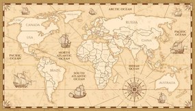 Kaart Vector antique world map with countries boundaries, MicrovOne