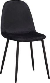 Set 4 Teok Black Fluwelen Stoelen