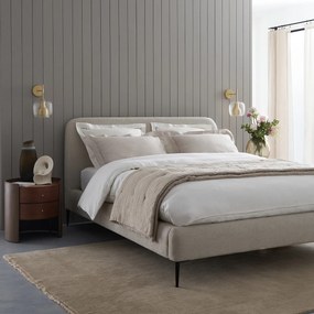 Bed met lattenbodem, in structuurstof, ontwerp Emmanuel Gallina, OSCAR