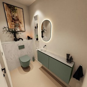 Mondiaz Ture DLux toiletmeubel 120cm army met wastafel opalo links zonder kraangat