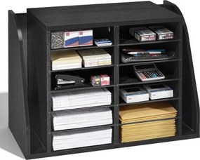 VEVOR Brievenbak met 12 vakken en staande archiefkast, documentenbak van spaanplaat, archiefhouder voor kantoor en klaslokaal, boekenorganizer voor dossiers, documenten en papier, bureau-organizer, zwart