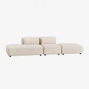 2-delige Modulaire Bank Met Linker Chaise Longue En Poef Fogler Linnen Fluweel Linnenbeige - Sklum