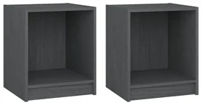 vidaXL Nachtkastjes 2st 35,5x33,5x41,5 cm massief grenenhout grijs