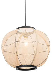 Oosterse hanglamp bruin stof 48 cm - RobOosters E27 rond Binnenverlichting Lamp