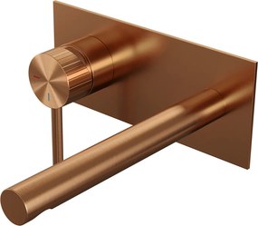Brauer Stripe inbouw wastafelkraan ColdStart met rechte uitloop en afdekplaat model A2 koper geborsteld PVD