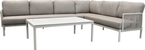Joshua hoek loungeset 3 delig aluminium latte