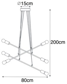 Moderne hanglamp zwart 80 cm 6-lichts - Sydney Modern E27 Binnenverlichting Lamp