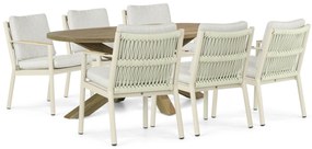 Tuinset 6 personen 240 cm Aluminium/rope Taupe Coco Sevilla/Boston