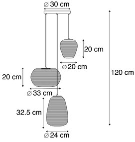 Eettafel / Eetkamer Design hanglamp zwart 3-lichts met opaal glas - Hero Design E27 rond Binnenverlichting Lamp