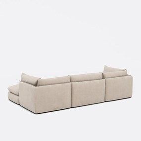 Modulaire bank, 3 zits met poef, gestructureerde stof, Malo