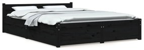 vidaXL Bedframe met lades zwart 140x190 cm