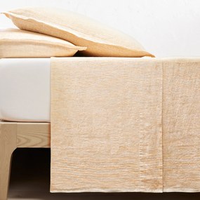 Gestreept plat laken in gewassen linnen, Limona