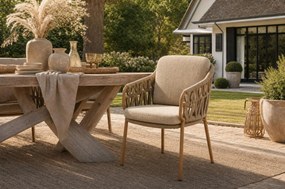 Tuinstoel Rope Taupe-naturel-bruin 4 Seasons Biarritz  amber incl. kussens