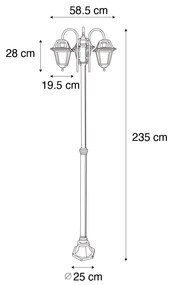 Klassieke buiten lantaarn zwart 235 cm 3-lichts IP44 - Berta Klassiek / Antiek E27 IP44 Buitenverlichting vierkant