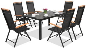 Aluminium tuinmeubelen polywood Verona Wood voor 6 personen Garden Point zwart