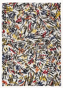 Platgeweven jacquard vloerkleed Graffito