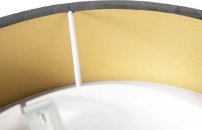 Moderne plafondlamp grijs 40 cm met gouden binnenkant - Drum