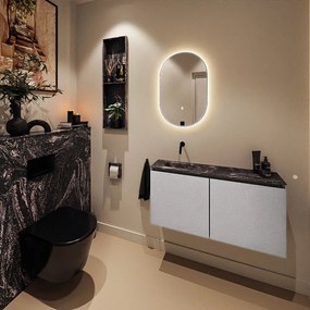 Mondiaz Ture DLux toiletmeubel 100cm plata met wastafel lava links zonder kraangat