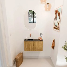 Mondiaz Joya DLux 70cm toiletmeubel oak met wastafel faye links zonder kraangat lava
