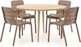 Diningset Forza | 4 personen teakhout | Tuinset stapelbaar | 5-delig | Kees Smit Tuinmeubelen
