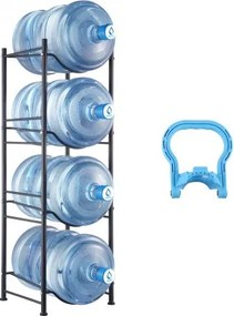 VEVOR 4-laags waterkanhouder, 5 gallon waterfleshouder, enkellaags ijzeren waterflesrek voor 4 flessen, robuust waterkanrek Waterkanhouder voor keuken, kantoor, woonkamer, zwart