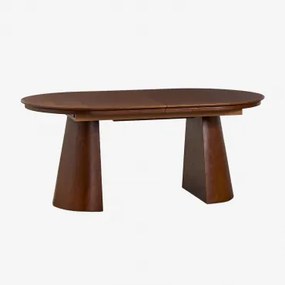 Ovale Eettafel 180-240x105 Cm Uitschuifbaar In Mdf En Montana Eiken Fineer Donker Hout & 180-240x105 Cm - Sklum