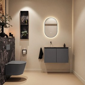 Mondiaz Ture DLux toiletmeubel 80cm dark grey met wastafel lava links zonder kraangat