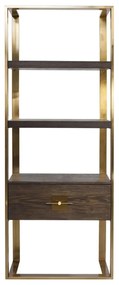 Kare Design Osaka Open Wandkast Messing Met Hout - 82.4x45x210cm.