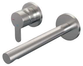 Brauer Brushed Edition ColdStart wastafelkraan inbouw rechte uitloop en rozetten model D2 RVS geborsteld PVD