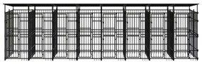 vidaXL Hondenkennel met dak 14,75 m² staal